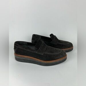 Vince Black Suede Platform Loafers